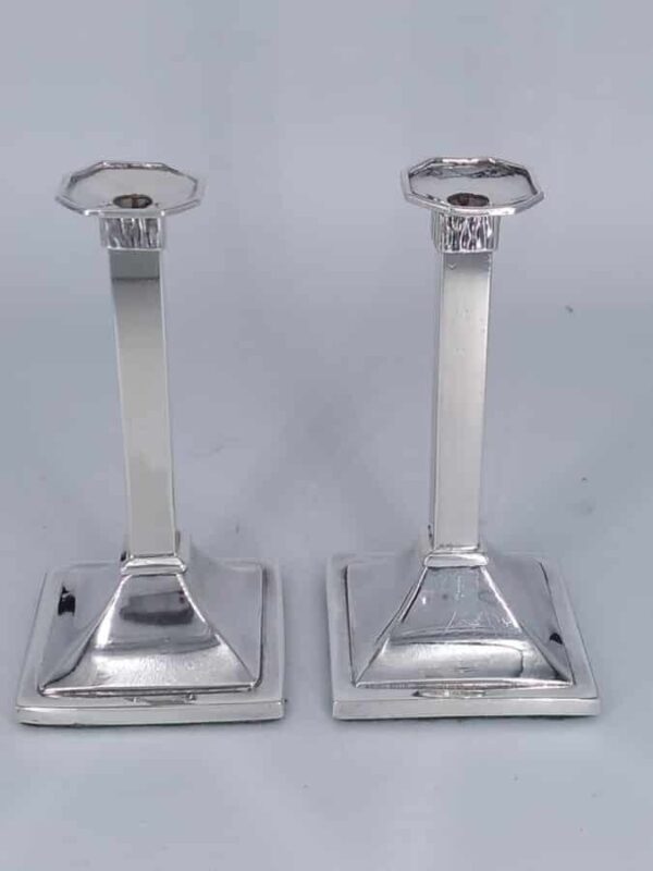 Pair of Short Edinburgh Silver Candlesticks - Image 2