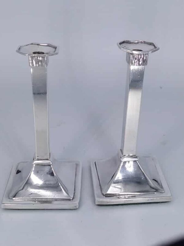 Pair of Short Edinburgh Silver Candlesticks - Image 3