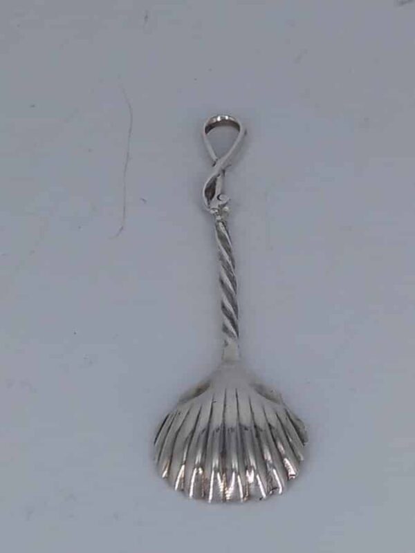 William IV Shell Design Silver Salt Spoon cutlery Antique Silver 7