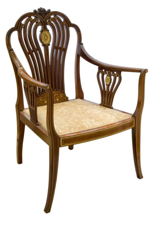 A pair of inlaid mahogany salon chairs - Image 2