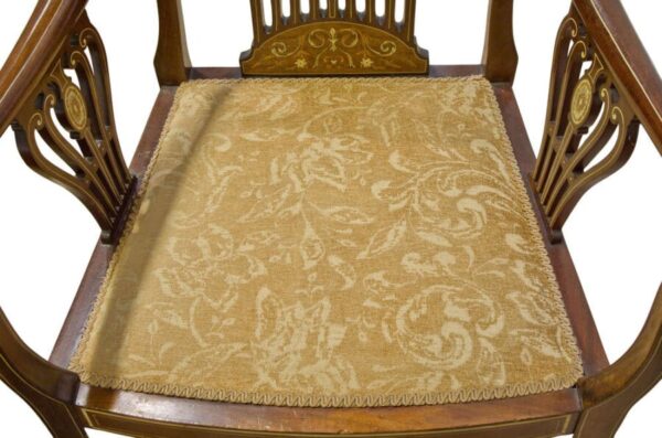 A pair of inlaid mahogany salon chairs - Image 3