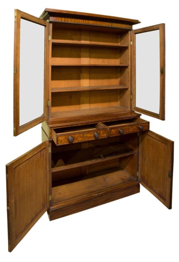 A very fine Regency figured mahogany 2 part bookcase - Image 7