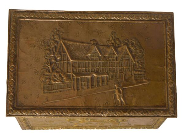 An embossed brass log/coal box Antique Boxes 6