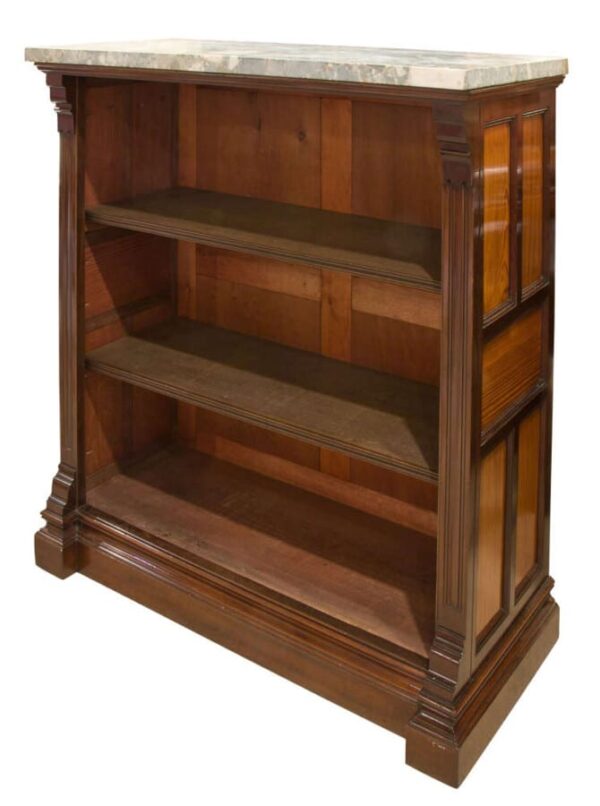 Arts & Crafts bookcase with marble top - Image 4