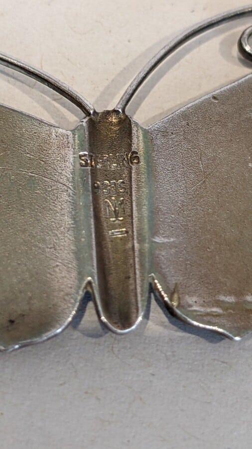 Enamel Norwegian Butterfly Brooch Antique Silver Antique Jewellery 6
