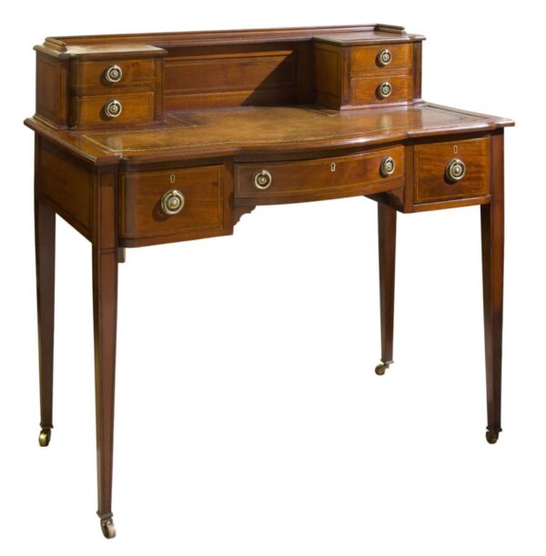 Edwardian inlaid ladies kneehold writing desk