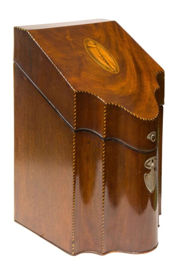 George III inlaid mahogany knife box - Image 8