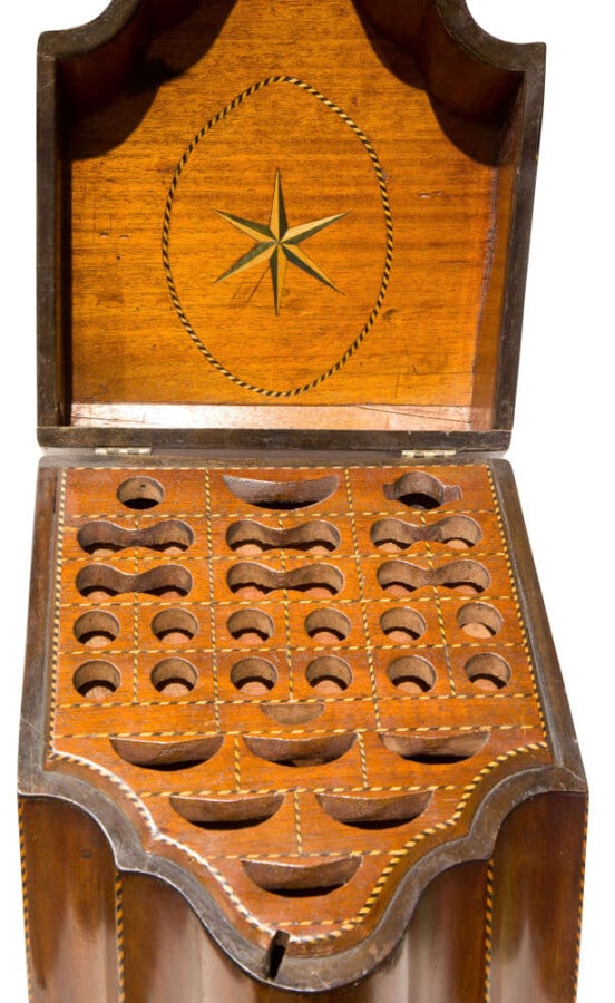 George III inlaid mahogany knife box Antique Boxes 4