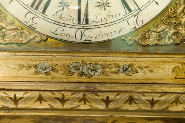 Lacquered 8 day brass dial long case clock Antique Clocks 5