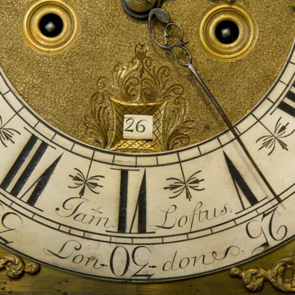 Lacquered 8 day brass dial long case clock Antique Clocks 10
