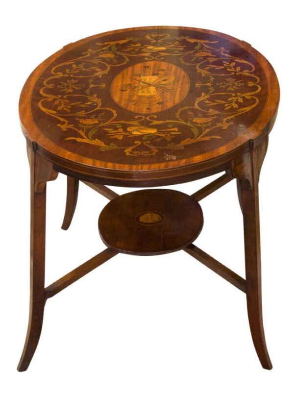 Mahogany and English marquetry coffee table Antique Furniture 3