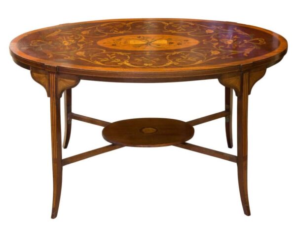 Mahogany and English marquetry coffee table - Image 3
