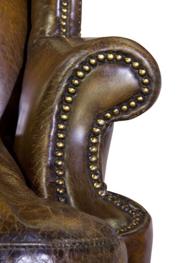 Pair of walnut and leather armchairs - Image 7