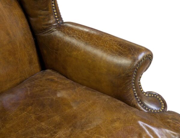 Pair of walnut and leather armchairs Antique Chairs 6
