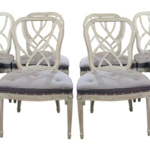 Set of 8 white seated Dining Chairs Antique Chairs