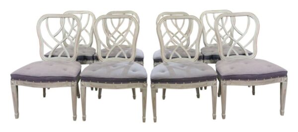 Set of 8 white seated Dining Chairs Antique Chairs 3