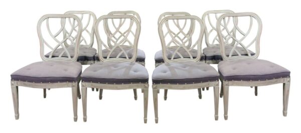 Set of 8 white seated Dining Chairs