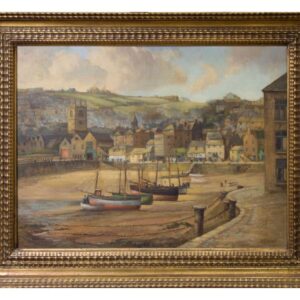 “St. Ives Harbour” oil on board Antique Art