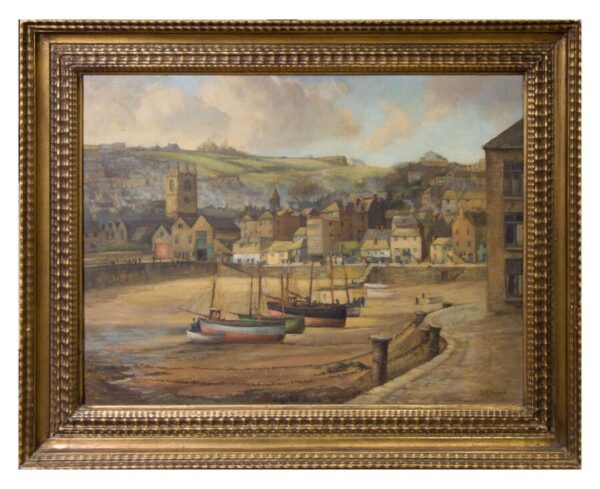 “St. Ives Harbour” oil on board Antique Art 3