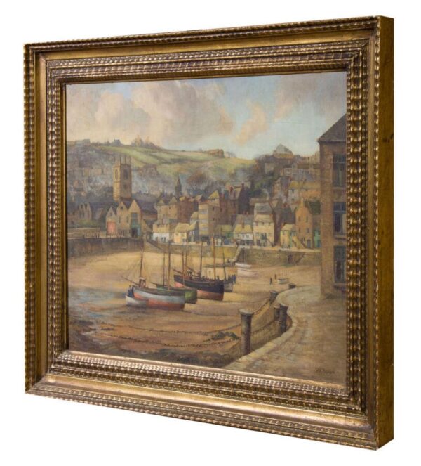 “St. Ives Harbour” oil on board Antique Art 4