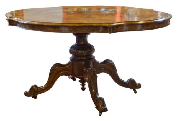 Walnut shaped top loo table Antique Furniture 3