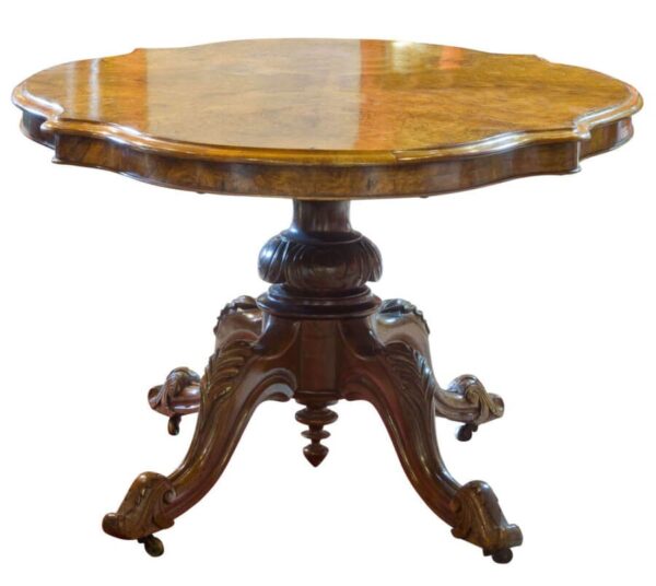 Walnut shaped top loo table Antique Furniture 8