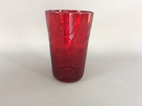 Whitefriars Ruby Red Waved Glass Vase Antique Glass Vase Antique Glassware 3
