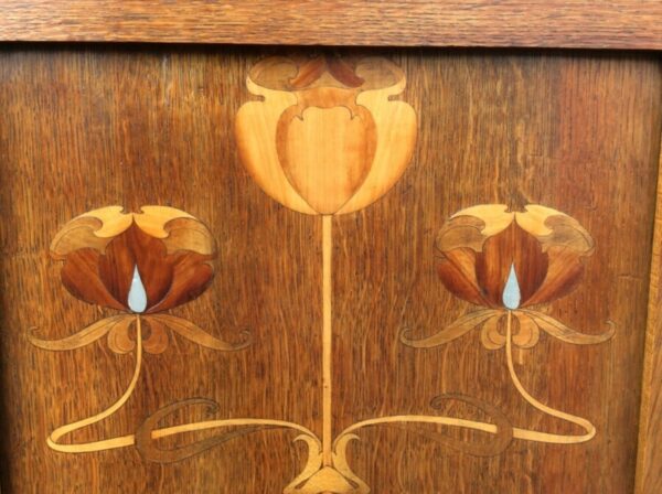Arts and Crafts Oak Double Bed c1900's - Image 6