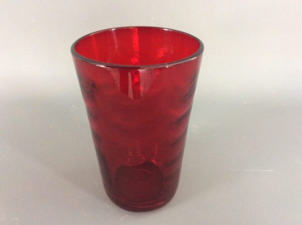 Whitefriars Ruby Red Waved Glass Vase Antique Glass Vase Antique Glassware 6
