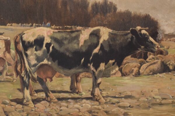 Landscape with cows in a Naturalist style by Ramón Mestre Vidal art Antique Art 5