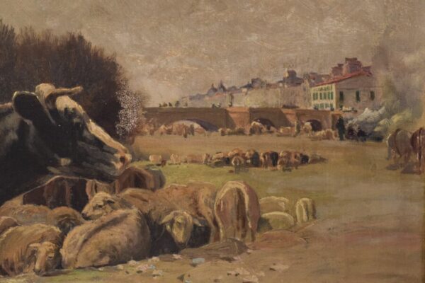Landscape with cows in a Naturalist style by Ramón Mestre Vidal art Antique Art 7