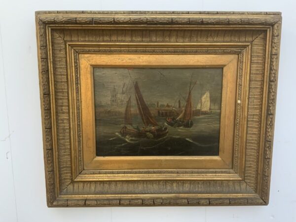 Dutch Master Oil on Board 18th Century Framed Painting Antique Art 3