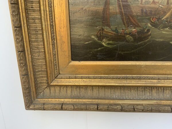 Dutch Master Oil on Board 18th Century Framed Painting Antique Art 7