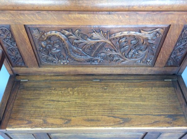 Oak Box Settle / Hall Seat c1880 Box Settle Antique Benches 4