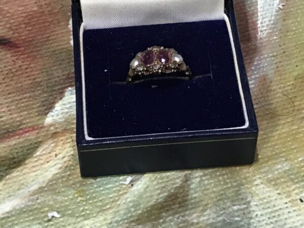Rubies Diamonds & Pearls 18CT GOLD RING - Image 8