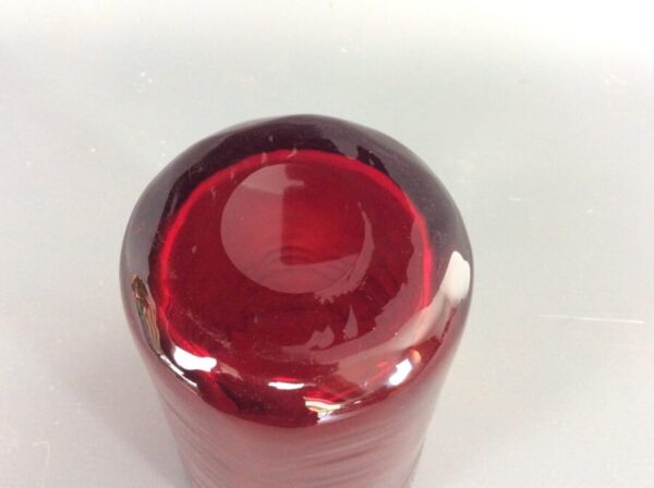 Whitefriars Ruby Red Waved Glass Vase Antique Glass Vase Antique Glassware 7