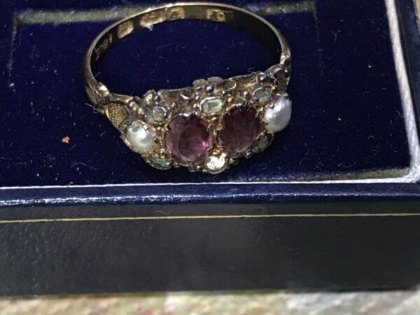 Rubies Diamonds & Pearls 18CT GOLD RING Antique Jewellery 4
