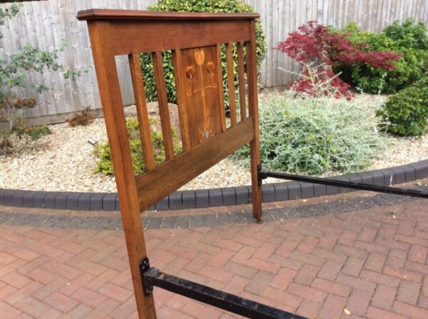 Arts and Crafts Oak Double Bed c1900's - Image 4