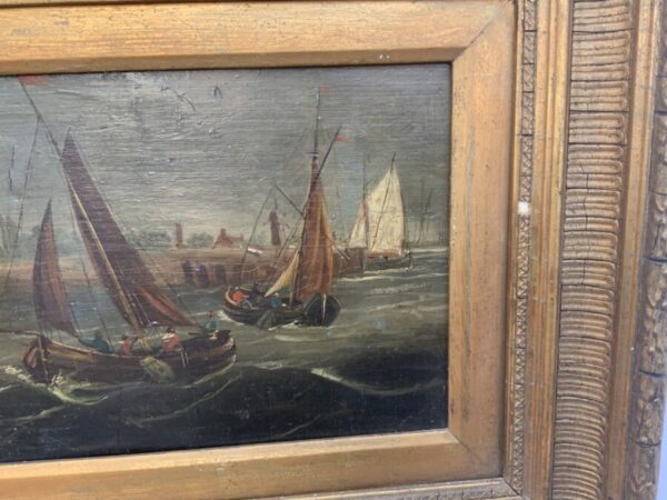 Dutch Master Oil on Board 18th Century Framed Painting Antique Art 6