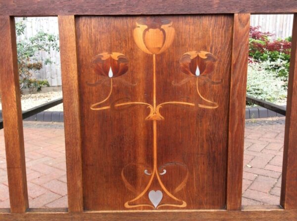 Arts and Crafts Oak Double Bed c1900's - Image 2