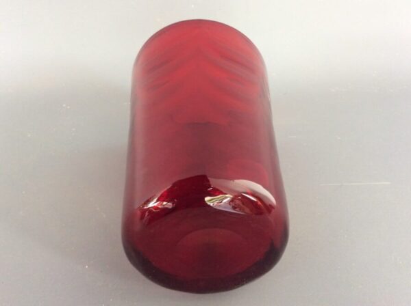 Whitefriars Ruby Red Waved Glass Vase - Image 3