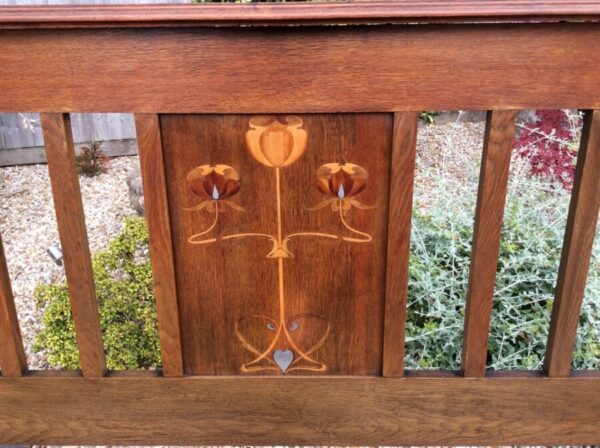 Arts and Crafts Oak Double Bed c1900's - Image 7