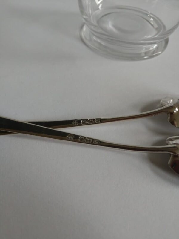 Rare PAIR Hukin & Heath Christopher Dresser 1899 STERLING London Condiment Jars - Image 5