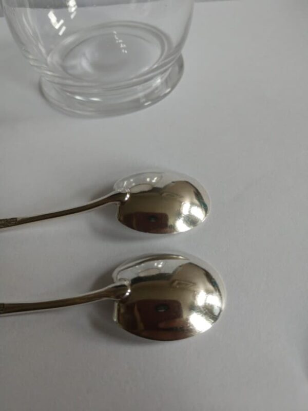 Rare PAIR Hukin & Heath Christopher Dresser 1899 STERLING London Condiment Jars - Image 6