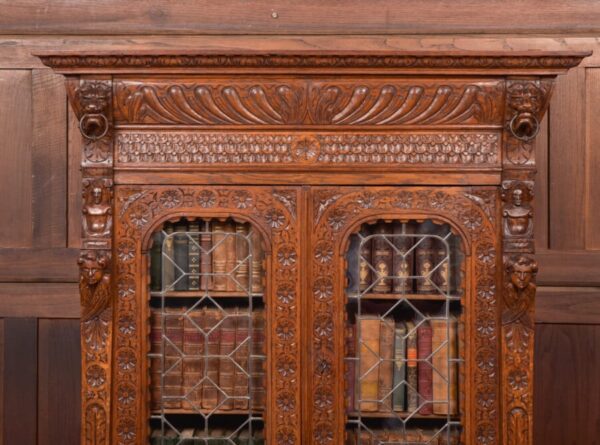 Continental Carved Oak Bookcase SAI2757 - Image 3