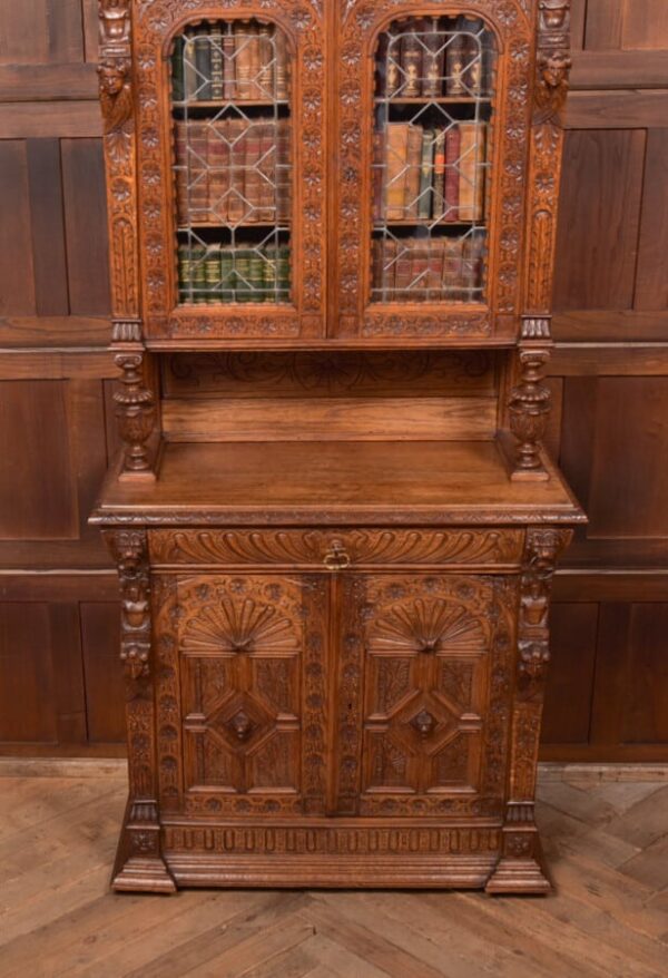 Continental Carved Oak Bookcase SAI2757 - Image 13