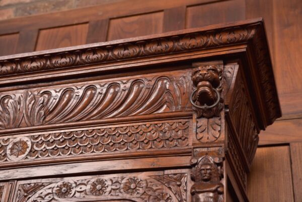 Continental Carved Oak Bookcase SAI2757 Antique Bookcases 23