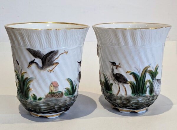 Pair Meissen Beakers Antique Porcelain Miscellaneous 3