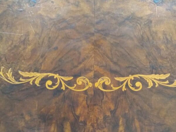 Oval Walnut Victorian Inlaid Tilt Top Table - Image 5