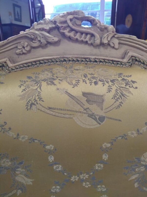 Pair of French Louis XV Rococo Style Carved Wood Wingbacks - Image 4
